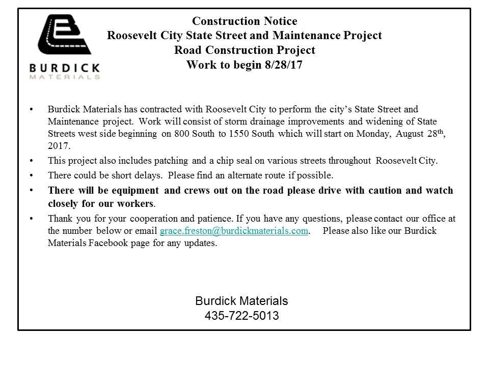 Burdick Materials Notice