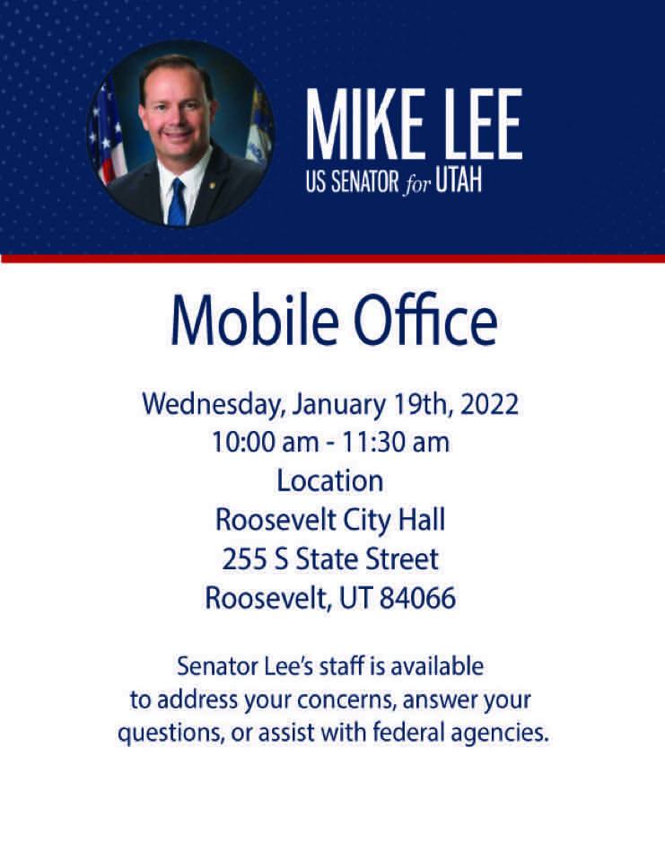 Mike Lee Mobile Office January 19 2022 Roosevelt City Hall