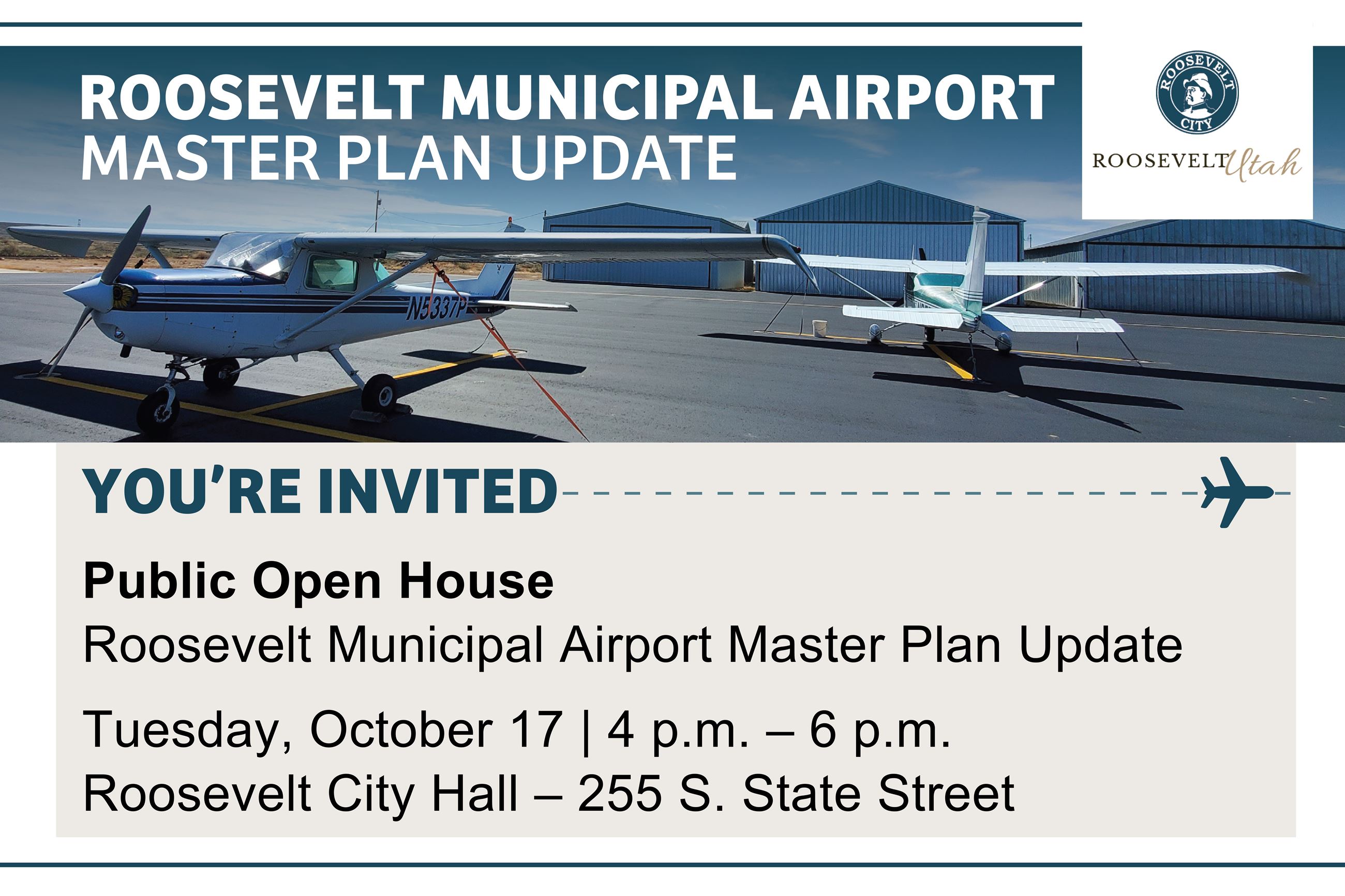 Flyer advertising Oct. 17 2023 Airport Master Plan Open House