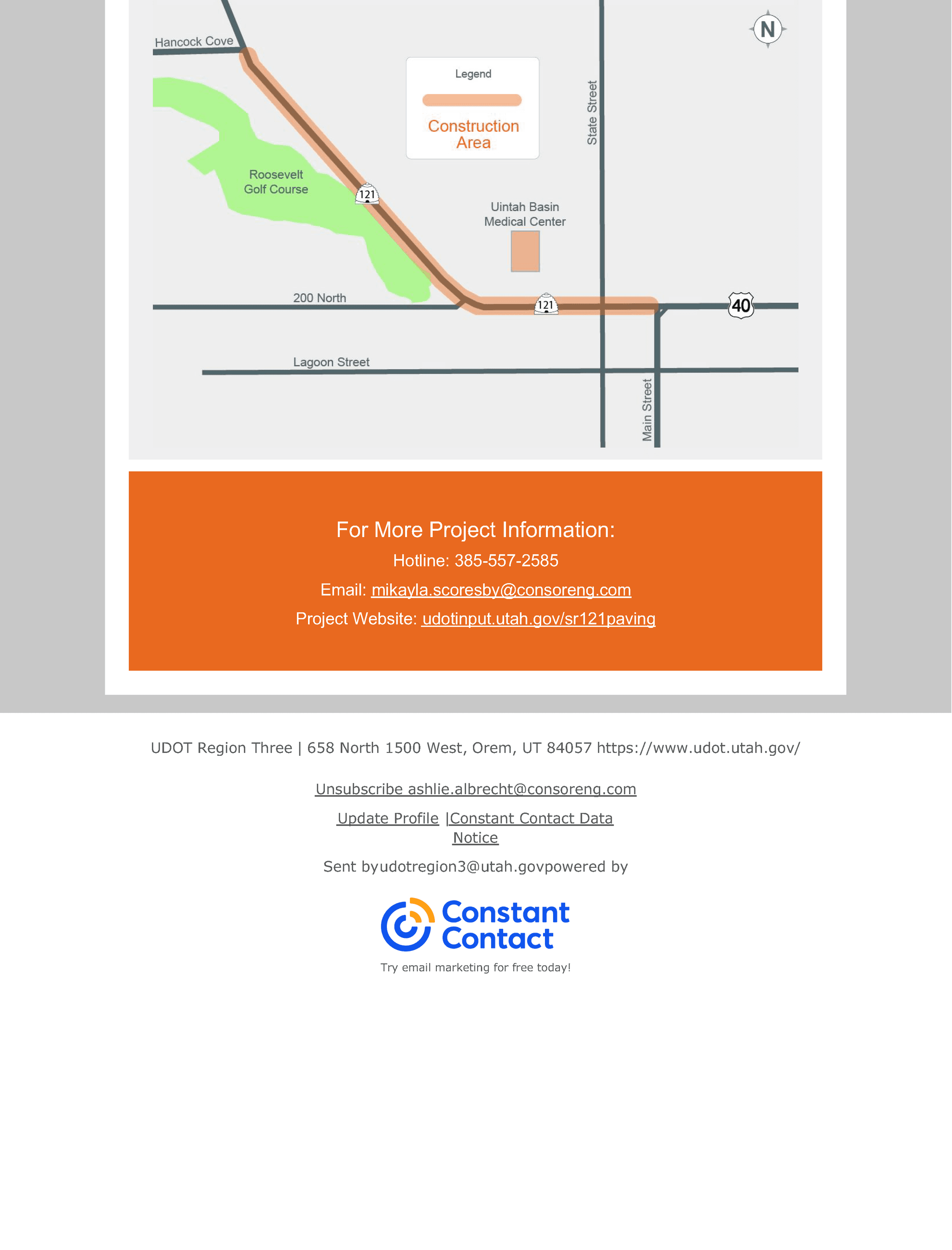 UDOT Flyer listing same update information as published on this page