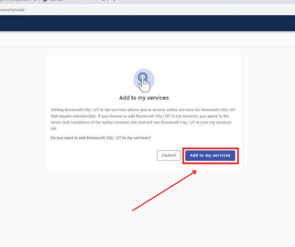 6.Click the “Add to my services” button on the dialog box that pops up.